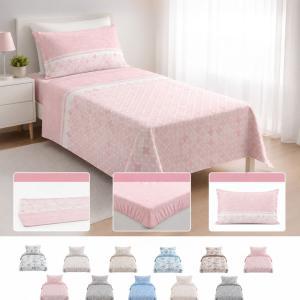 Completo letto singolo 3 pezzi in microfibra fantasia c...