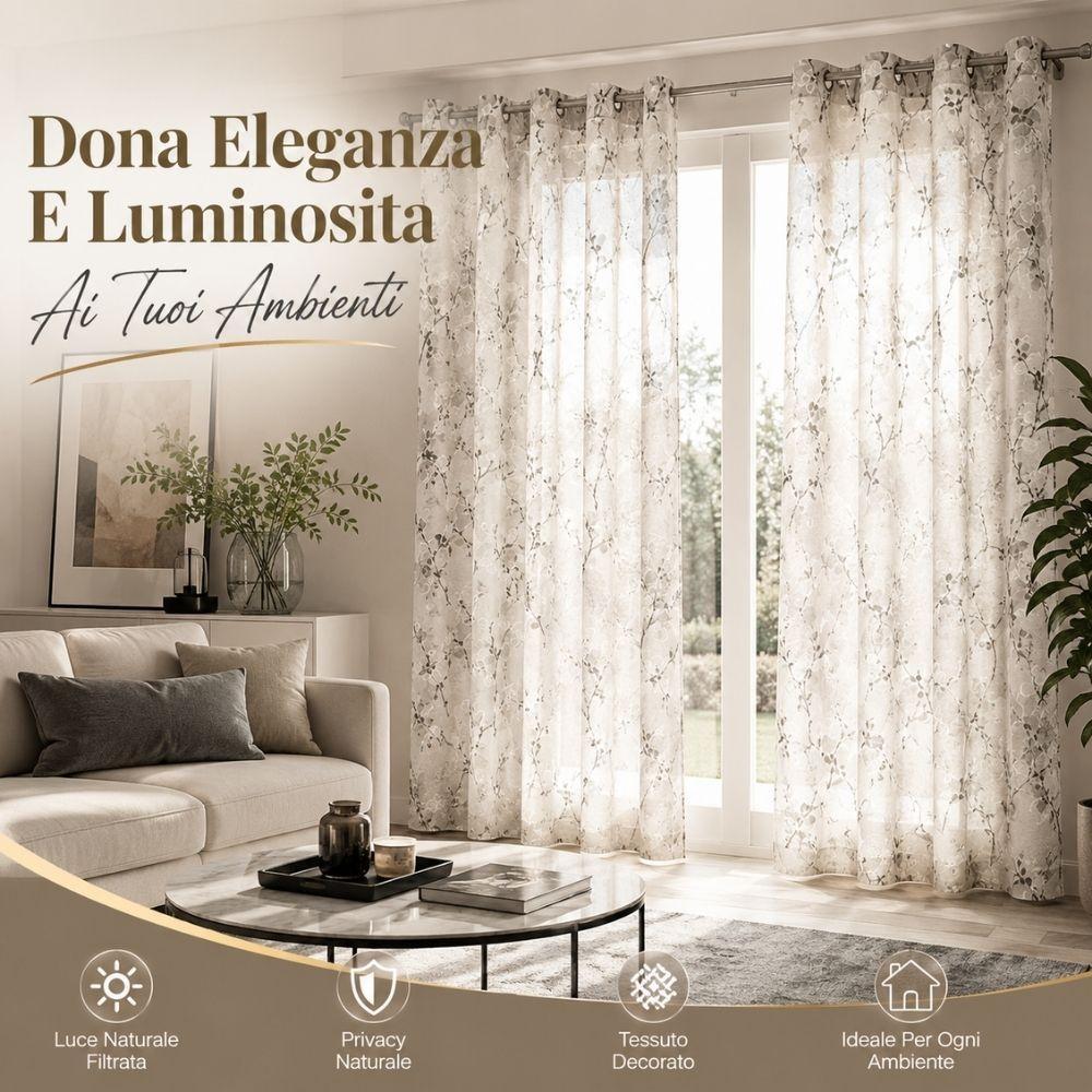  coppia di tende vernon con anelli fantasia floreale 280x290 cm - foto 2