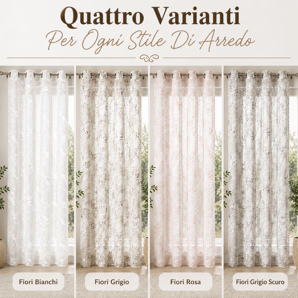  coppia di tende vernon con anelli fantasia floreale 280x290 cm - foto 4