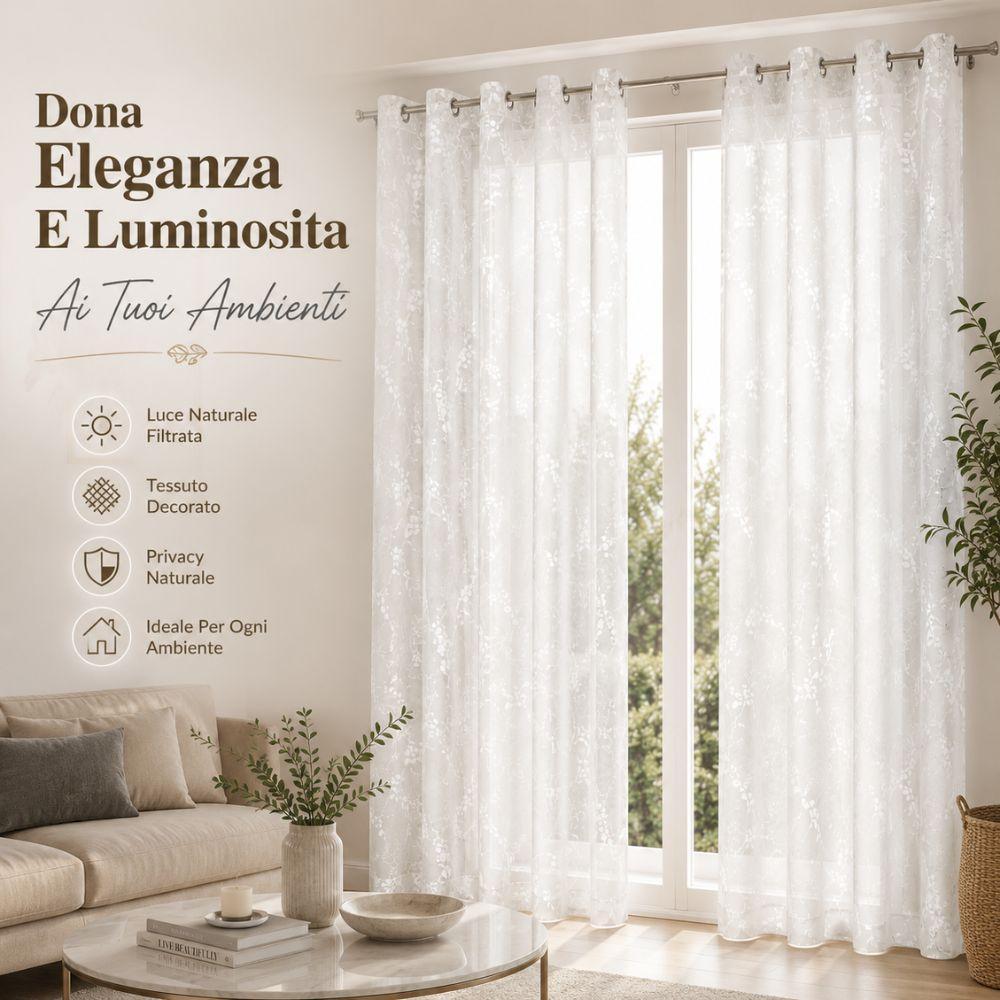  coppia di tende vernon con anelli fantasia floreale 280x290 cm - foto 5