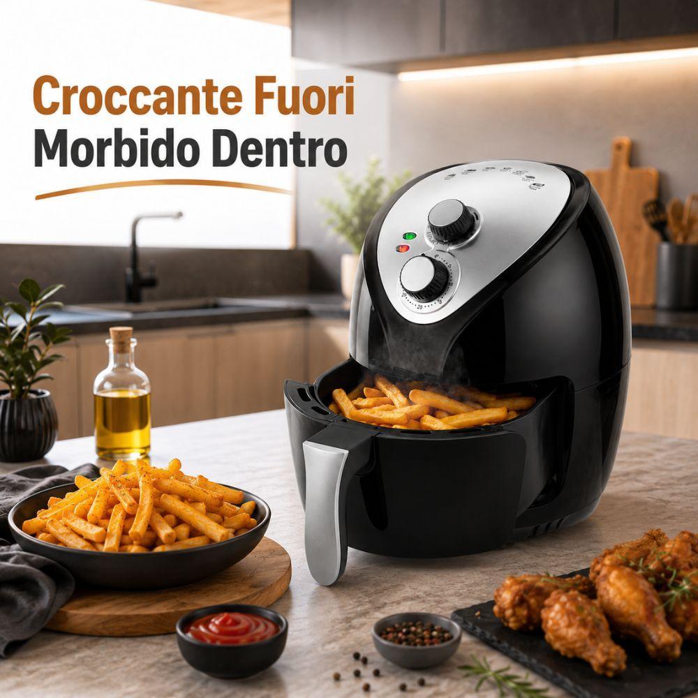  friggitrice ad aria 4,5 litri con temperatura regolabile e timer 30 minuti - foto 2