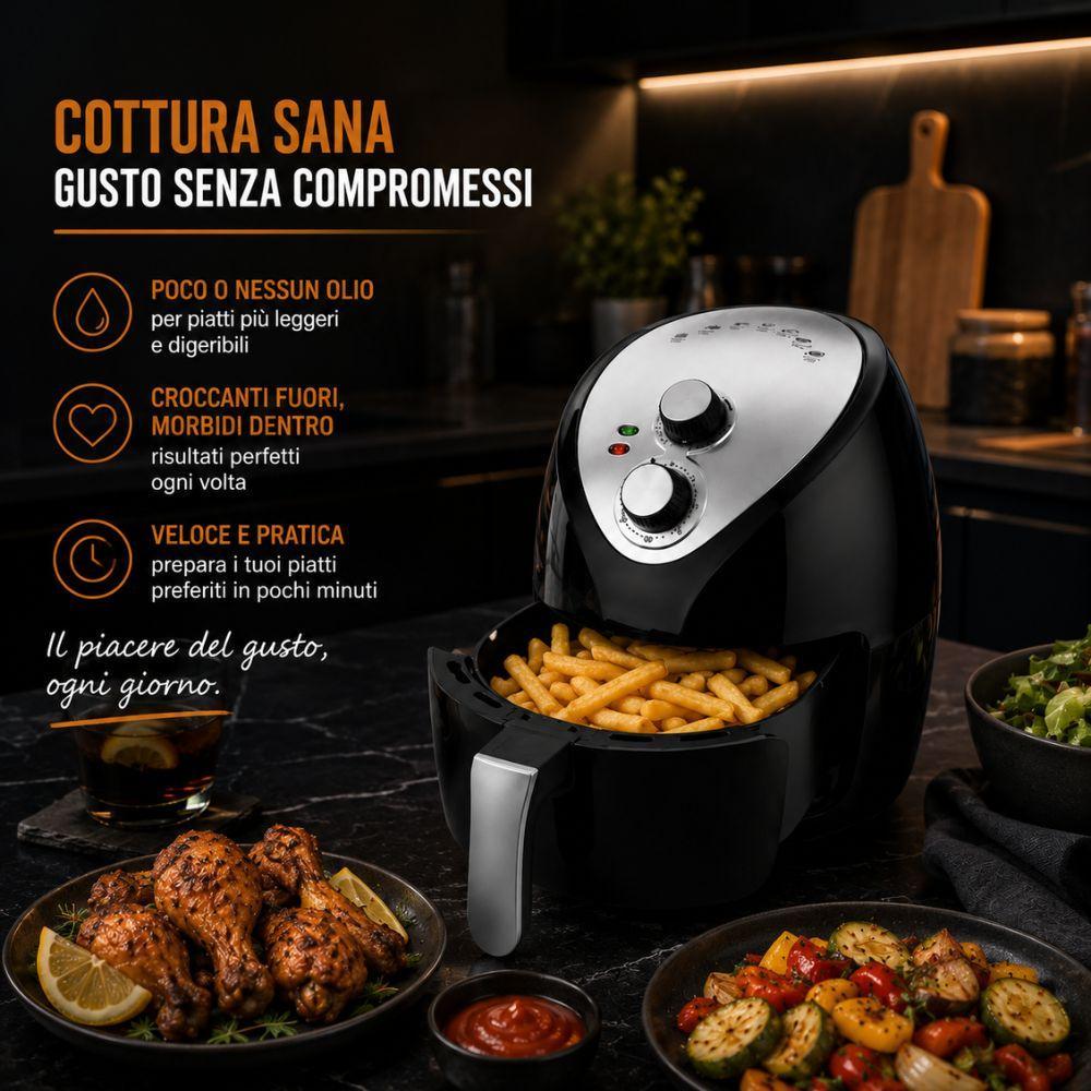  friggitrice ad aria 4,5 litri con temperatura regolabile e timer 30 minuti - foto 3