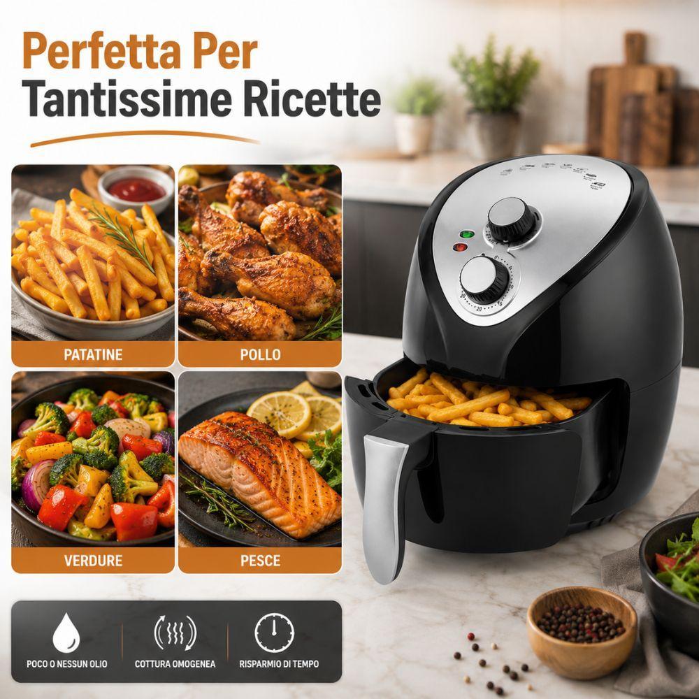  friggitrice ad aria 4,5 litri con temperatura regolabile e timer 30 minuti - foto 4