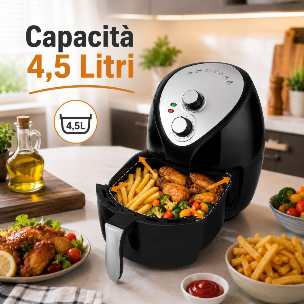  friggitrice ad aria 4,5 litri con temperatura regolabile e timer 30 minuti - foto 5