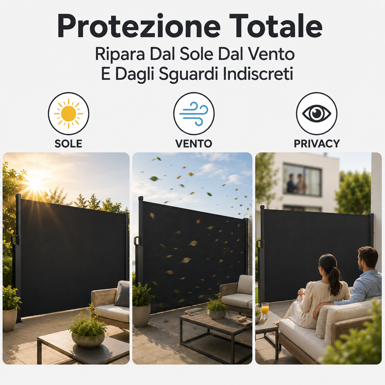 tenda separe frangivista avvolgibile da esterno 140x300 cm con protezione uv - foto 5 tenda separe frangivista avvolgibile da esterno 140x300 cm con protezione uv - foto 5