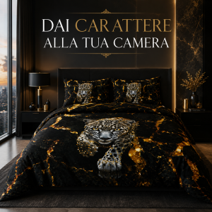 Completo letto matrimoniale fantasia animalier 3 pezzi