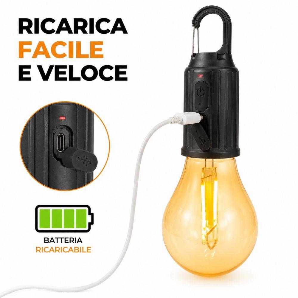  lampada led ricaricabile usb c da campeggio con gancio portatile per outdoor emergenze e casa - foto 3