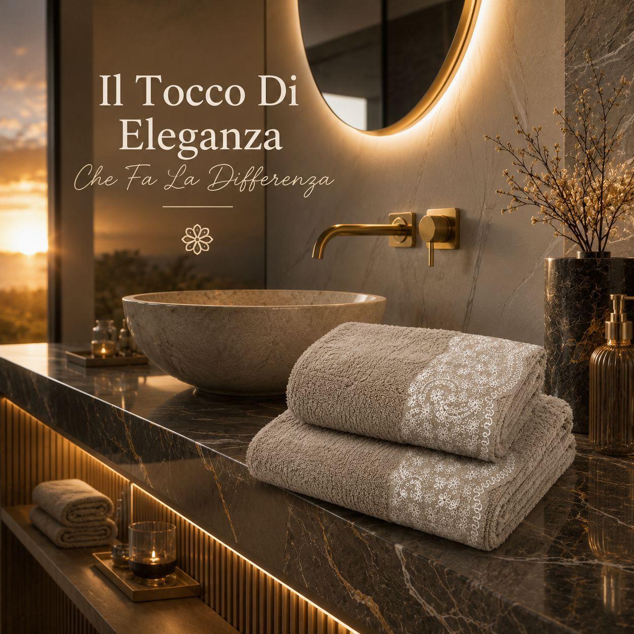 set asciugamani bagno 2 pezzi in spugna con bordo ricamato - foto 2 set asciugamani bagno 2 pezzi in spugna con bordo ricamato - foto 2