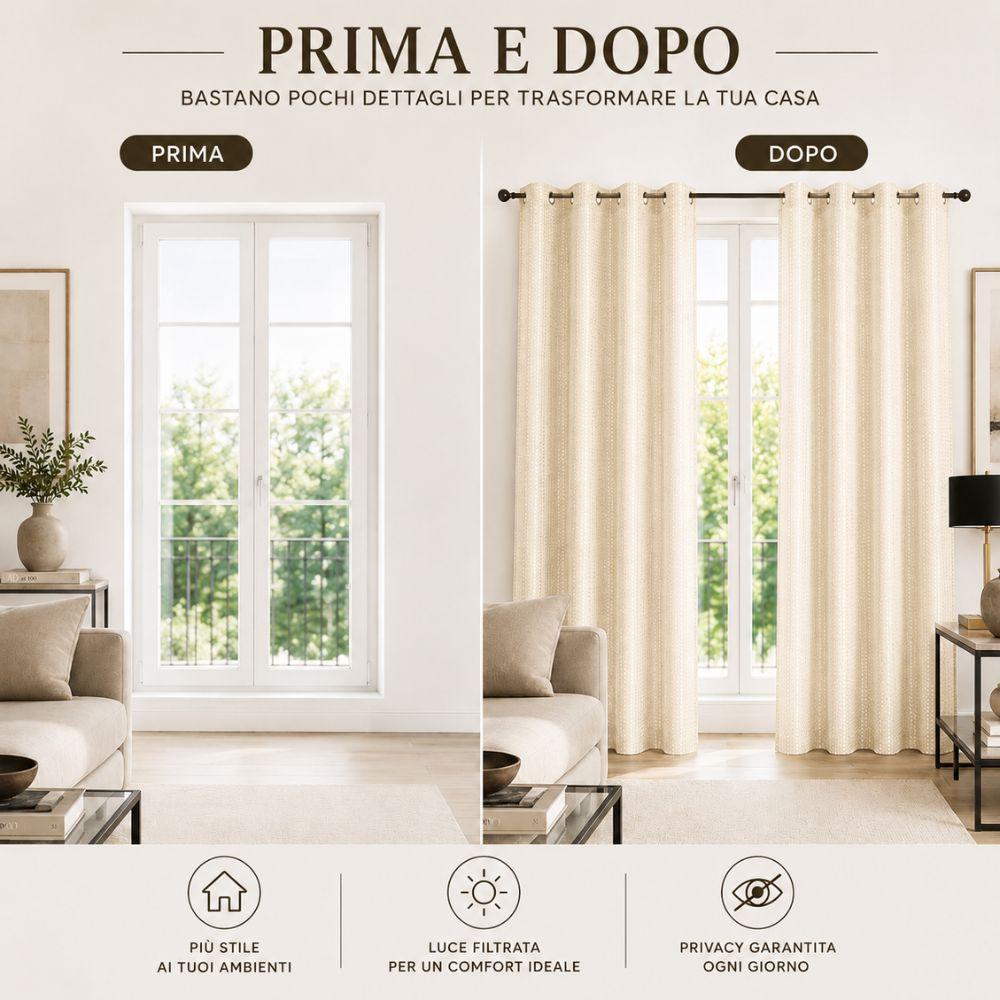  coppia tende 140x290 cm con 8 anelli, eleganti e pronte da appendere - foto 3