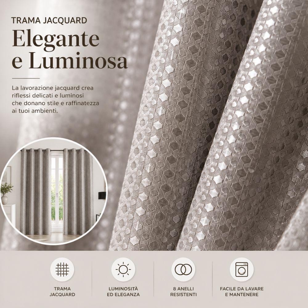  coppia tende 140x290 cm con 8 anelli, eleganti e pronte da appendere - foto 4