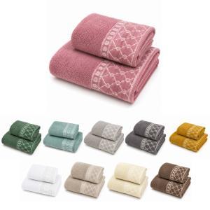 Set asciugamani bagno 2 pz in spugna con bordo jacquard...