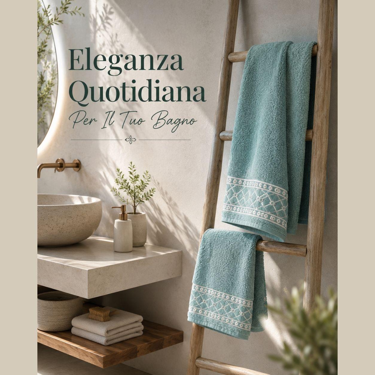 set asciugamani bagno 2 pz in spugna con bordo jacquard viso 50×100 cm ospite 40×60 cm - foto 3 set asciugamani bagno 2 pz in spugna con bordo jacquard viso 50×100 cm ospite 40×60 cm - foto 3