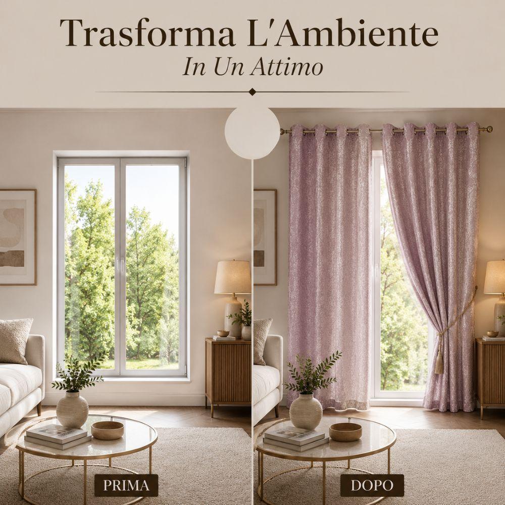 coppia di tende jacquard con 8 anelli 140x290 cm, eleganti per soggiorno e camera - foto 3 coppia di tende jacquard con 8 anelli 140x290 cm, eleganti per soggiorno e camera - foto 3
