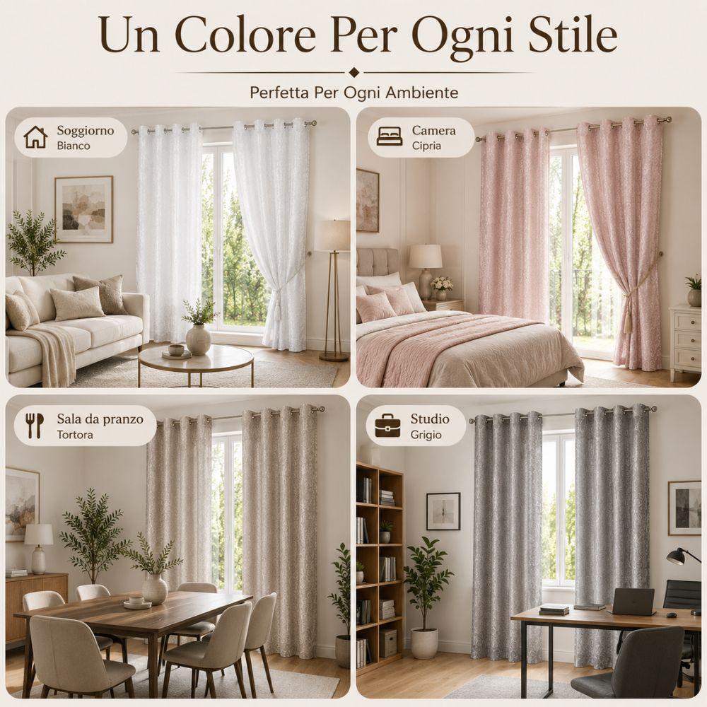 coppia di tende jacquard con 8 anelli 140x290 cm, eleganti per soggiorno e camera - foto 4 coppia di tende jacquard con 8 anelli 140x290 cm, eleganti per soggiorno e camera - foto 4