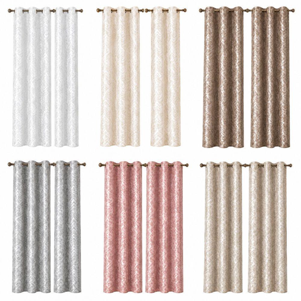  coppia tende jacquard 140x290 cm con 8 anelli, effetto lucido moderno - foto 1