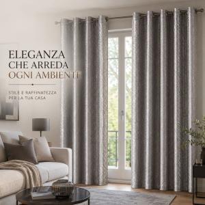 Coppia tende jacquard 140x290 cm con 8 anelli, effetto lucido moderno