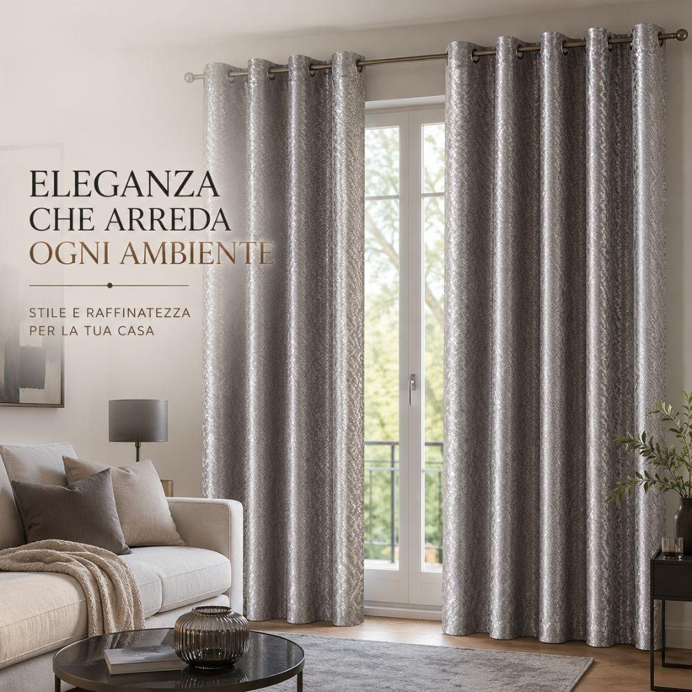  coppia tende jacquard 140x290 cm con 8 anelli, effetto lucido moderno - foto 2