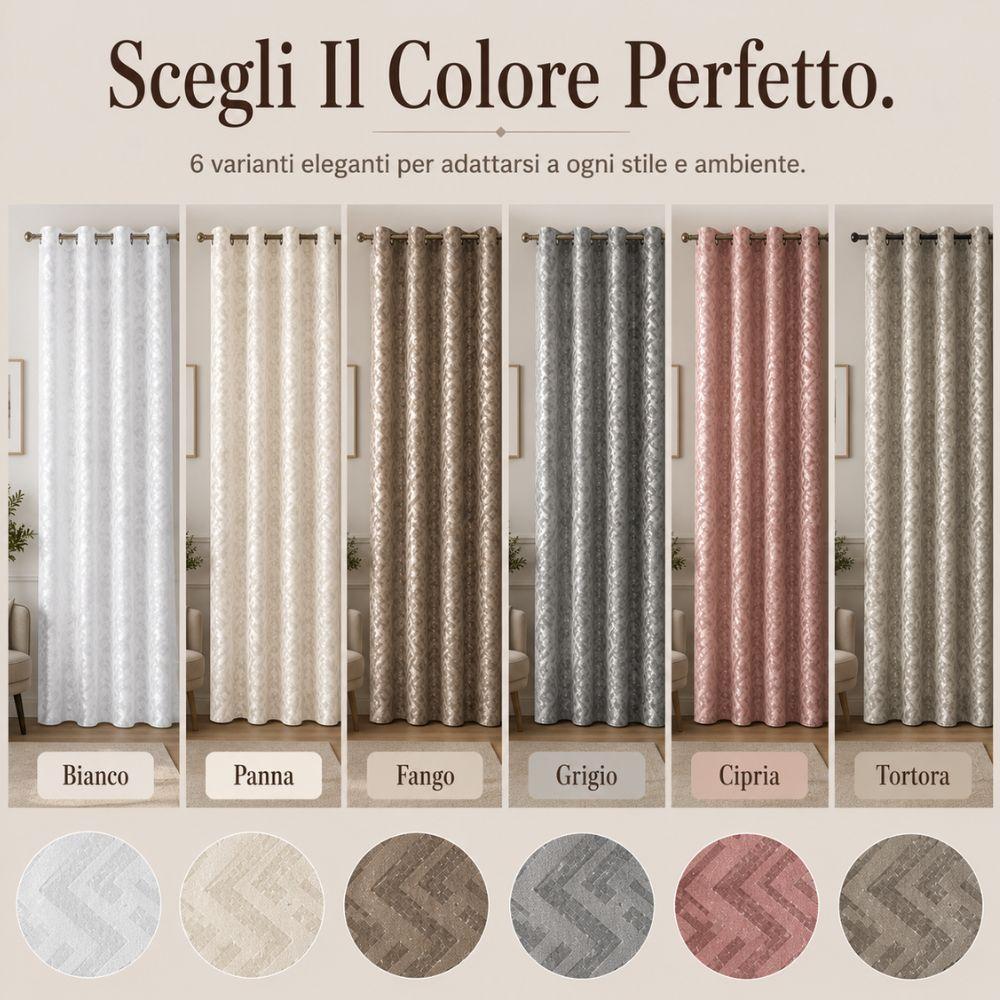  coppia tende 140x290 cm con 8 anelli, effetto geometrico elegante - foto 3