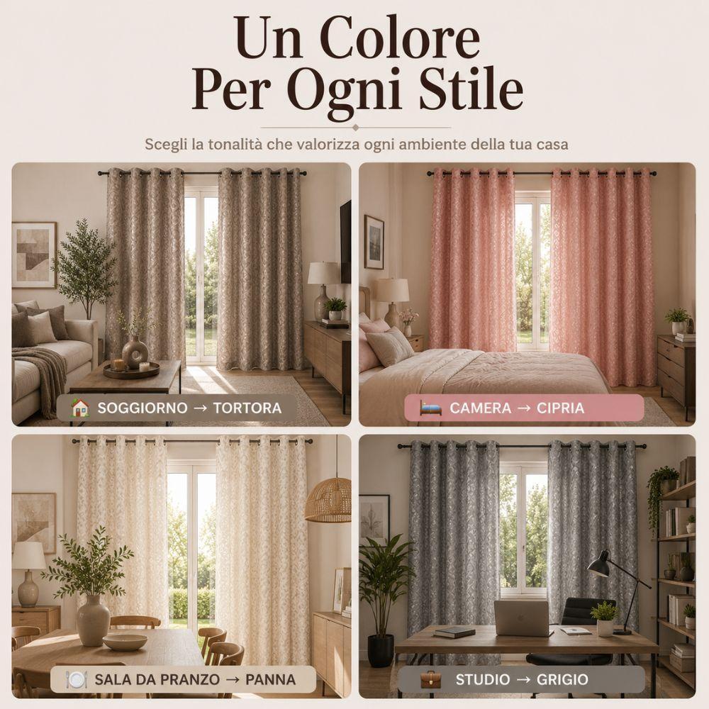  coppia tende 140x290 cm con 8 anelli, effetto geometrico elegante - foto 5