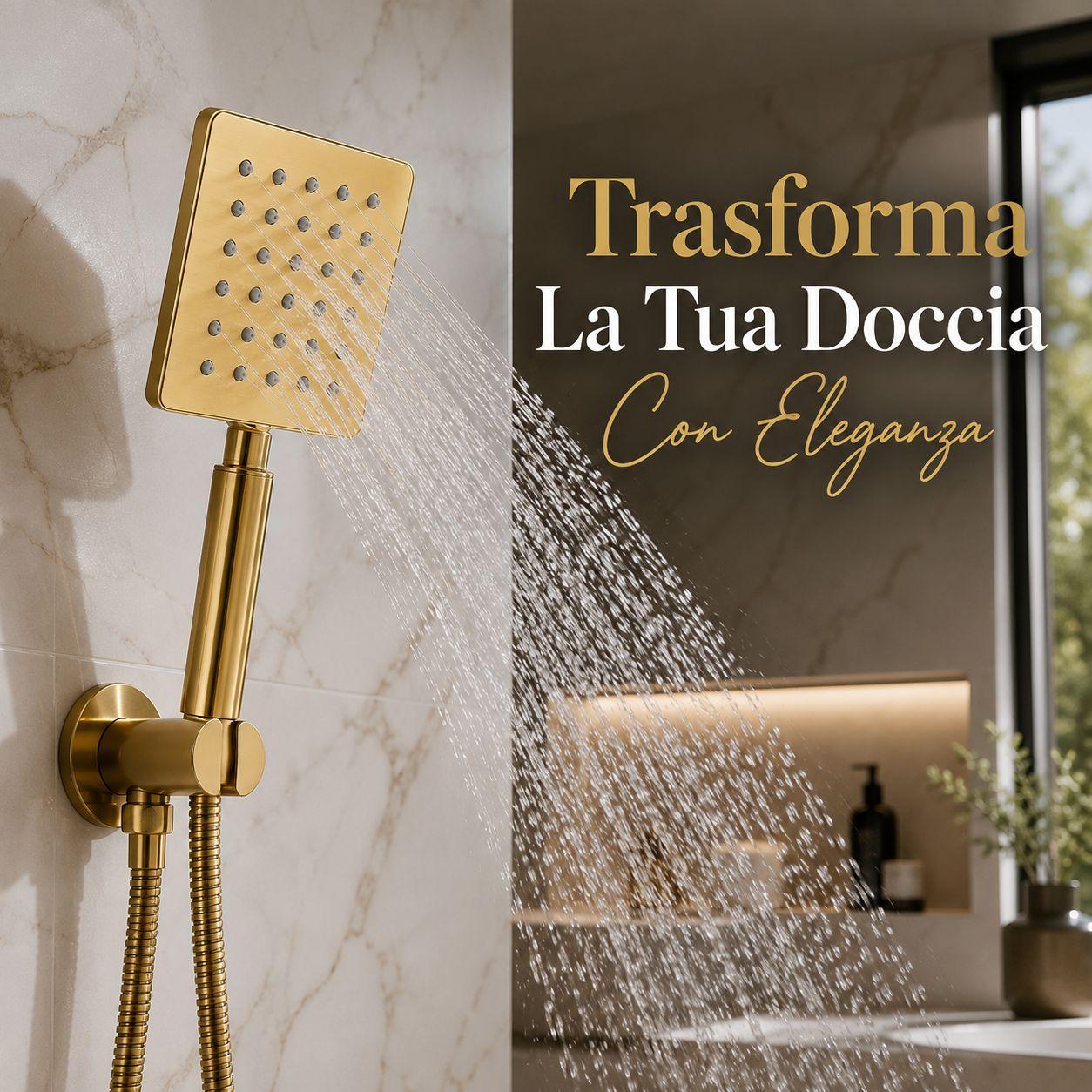  doccetta doccia quadrata oro 3 getti universale a risparmio idrico effetto pioggia massaggio - foto 2