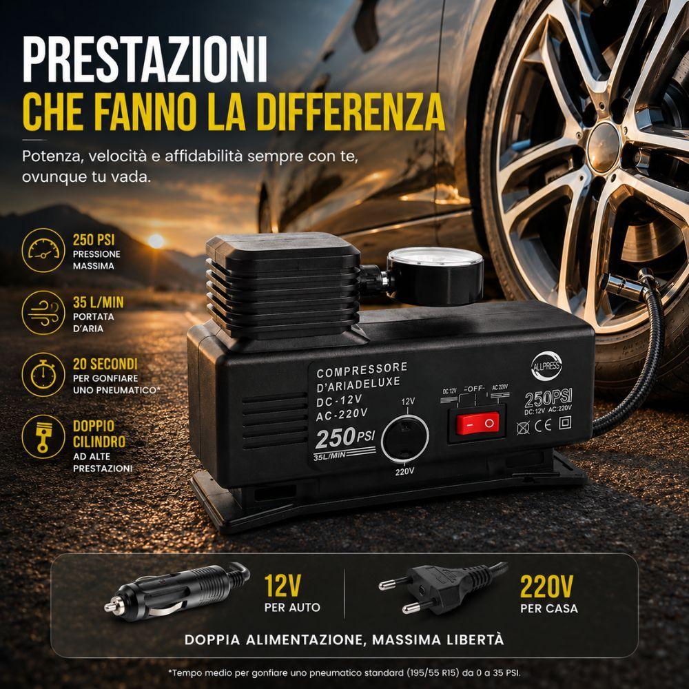  compressore d'aria portatile  a doppio cilindro con manometro analogico - foto 4