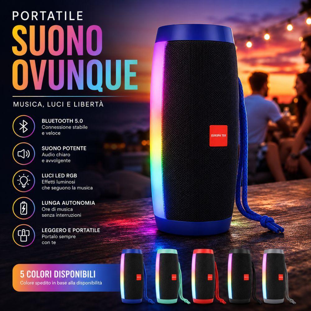 cassa altoparlante bluetooth portatile con luci led rgb – speaker wireless ricaricabile - foto 2 cassa altoparlante bluetooth portatile con luci led rgb – speaker wireless ricaricabile - foto 2