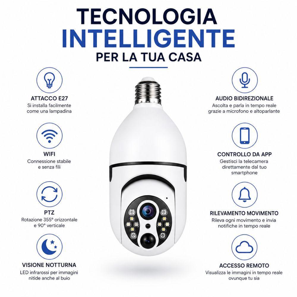 telecamera wifi a lampadina con visione notturna audio bidirezionale e controllo da app - foto 3 telecamera wifi a lampadina con visione notturna audio bidirezionale e controllo da app - foto 3