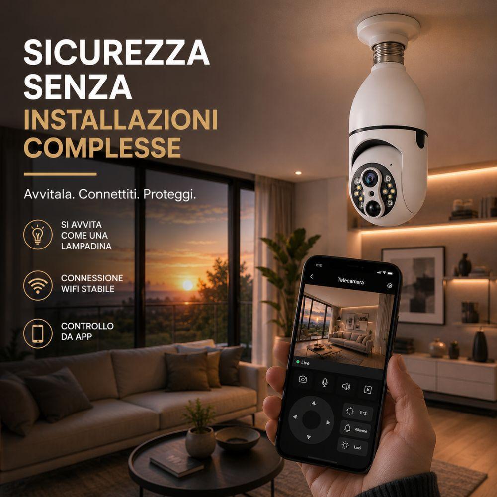 telecamera wifi a lampadina con visione notturna audio bidirezionale e controllo da app - foto 5 telecamera wifi a lampadina con visione notturna audio bidirezionale e controllo da app - foto 5
