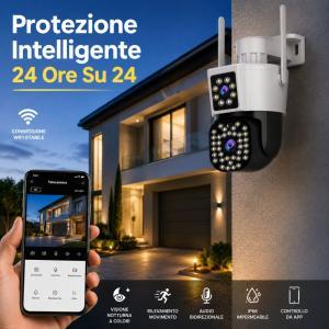 Telecamera wifi da esterno con visione notturna, controllo da app e audio bidirezionale