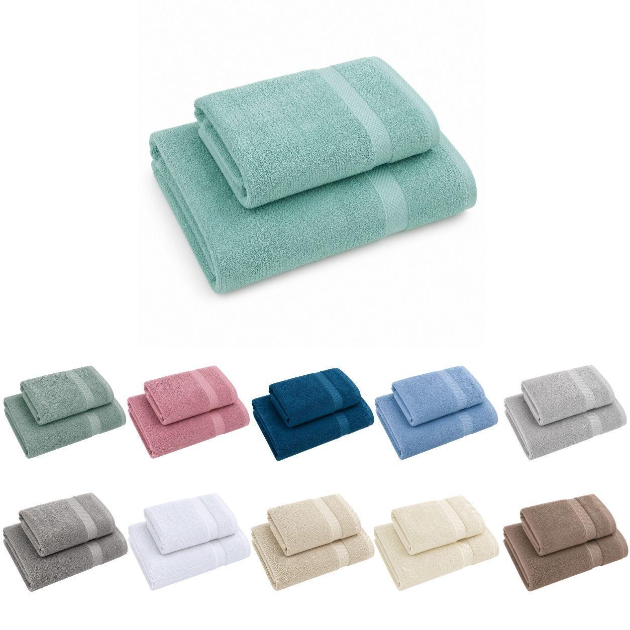  set asciugamani in spugna 2 pezzi viso 50x100 cm ospite 40x60 cm morbidi e assorbenti - foto 1