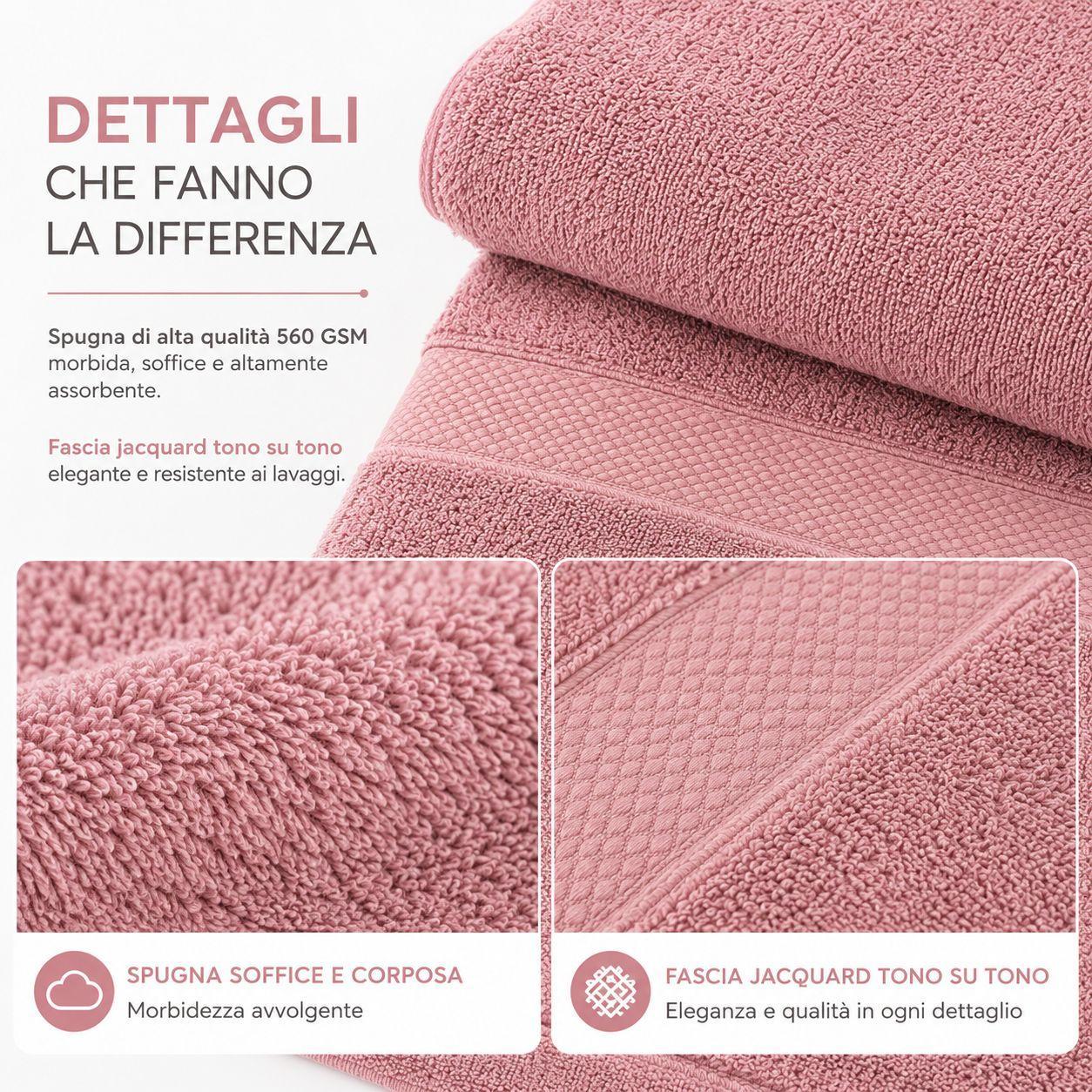  set asciugamani in spugna 2 pezzi viso 50x100 cm ospite 40x60 cm morbidi e assorbenti - foto 3