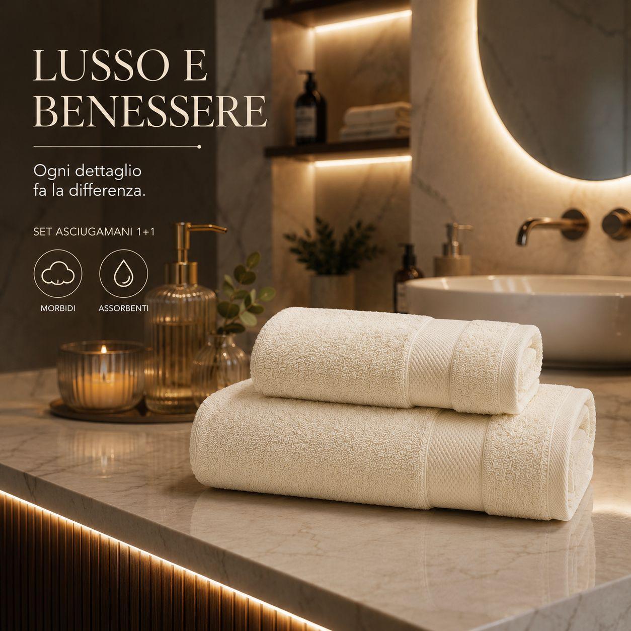 set asciugamani in spugna 2 pezzi viso 50x100 cm ospite 40x60 cm morbidi e assorbenti - foto 5