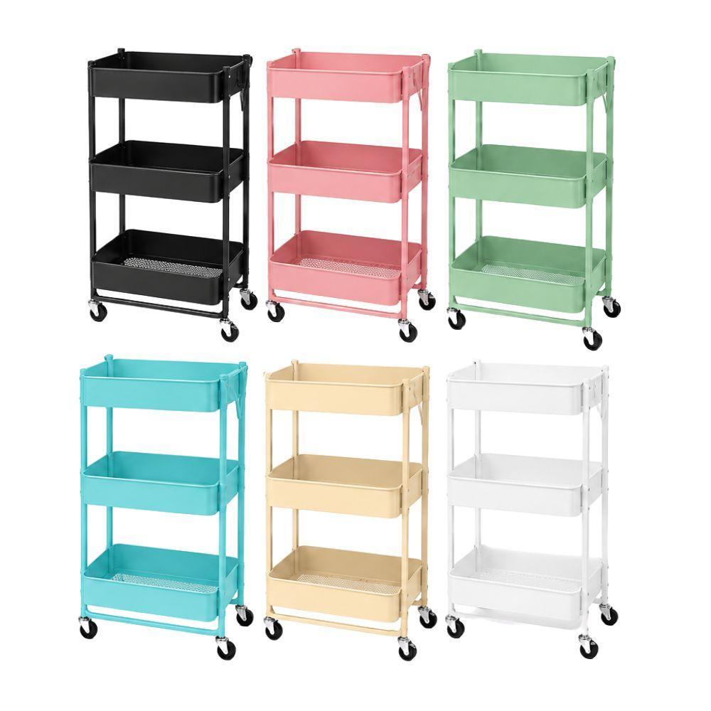  carrello multiuso pieghevole in metallo 3 ripiani con ruote 47x41x78 cm - foto 1