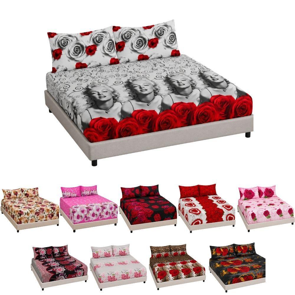  completo letto matrimoniale fantasia floreale 4 pezzi - foto 1