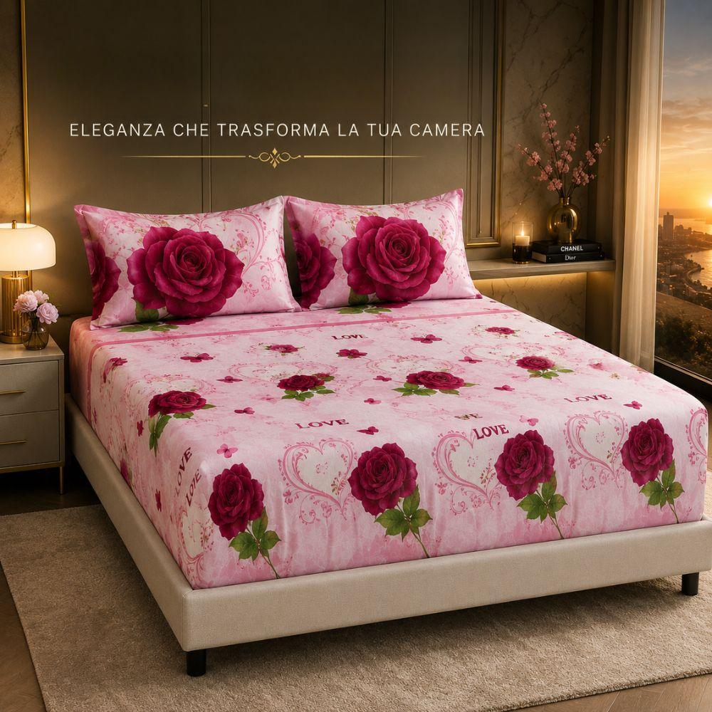  completo letto matrimoniale fantasia floreale 4 pezzi - foto 5