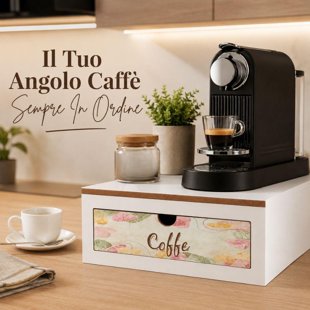  porta cialde in legno con cassetto estraibile 3 scomparti organizer salvaspazio per angolo caffè - foto 2