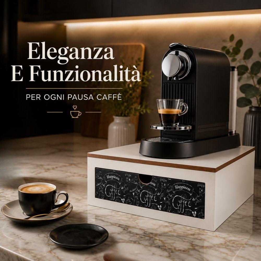  porta cialde in legno con cassetto estraibile 3 scomparti organizer salvaspazio per angolo caffè - foto 4