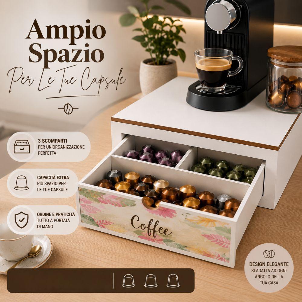  porta cialde in legno con cassetto estraibile 3 scomparti organizer salvaspazio per angolo caffè - foto 5