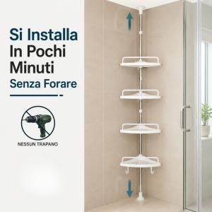 Angoliera da doccia 4 ripiani salvaspazio 33x22x320 cm