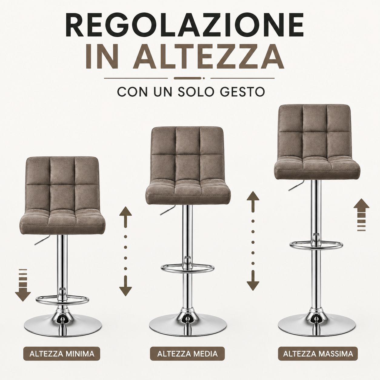sgabello regolabile in altezza con schienale poggiapiedi e seduta imbottita effetto velluto - foto 4 sgabello regolabile in altezza con schienale poggiapiedi e seduta imbottita effetto velluto - foto 4