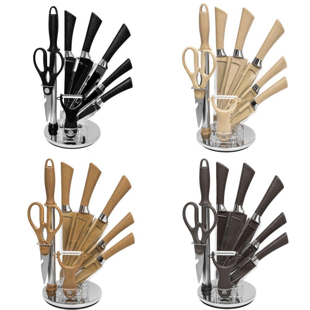 set coltelli da cucina con 8 utensili e ceppo girevole 360 gradi - foto 1 set coltelli da cucina con 8 utensili e ceppo girevole 360 gradi - foto 1