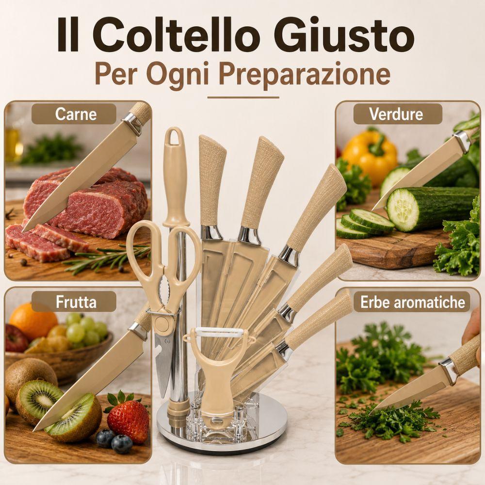 set coltelli da cucina con 8 utensili e ceppo girevole 360 gradi - foto 5 set coltelli da cucina con 8 utensili e ceppo girevole 360 gradi - foto 5