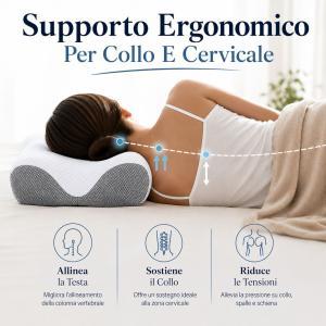 Cuscino ergonomico memory foam 60x40 cm per cervicale