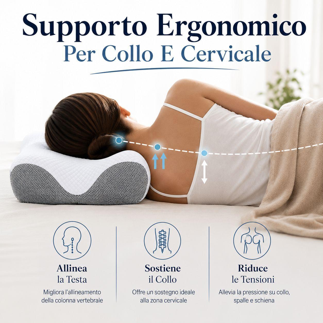 cuscino ergonomico memory foam 60x40 cm per cervicale - foto 2 cuscino ergonomico memory foam 60x40 cm per cervicale - foto 2