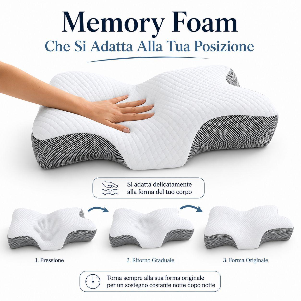 cuscino ergonomico memory foam 60x40 cm per cervicale - foto 3 cuscino ergonomico memory foam 60x40 cm per cervicale - foto 3