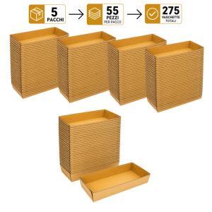 Vaschette in cartone ondulato 17×9.5 cm per alimenti e ortofrutta  confezione da 275 pezzi (5 pacchi da 55)