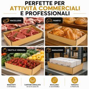 Vaschette in cartone ondulato 17×9.5 cm per alimenti e ortofrutta  confezione da 275 pezzi (5 pacchi da 55)