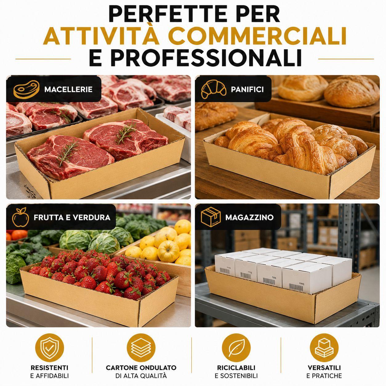  vaschette in cartone ondulato 17×9.5 cm per alimenti e ortofrutta  confezione da 275 pezzi (5 pacchi da 55) - foto 2