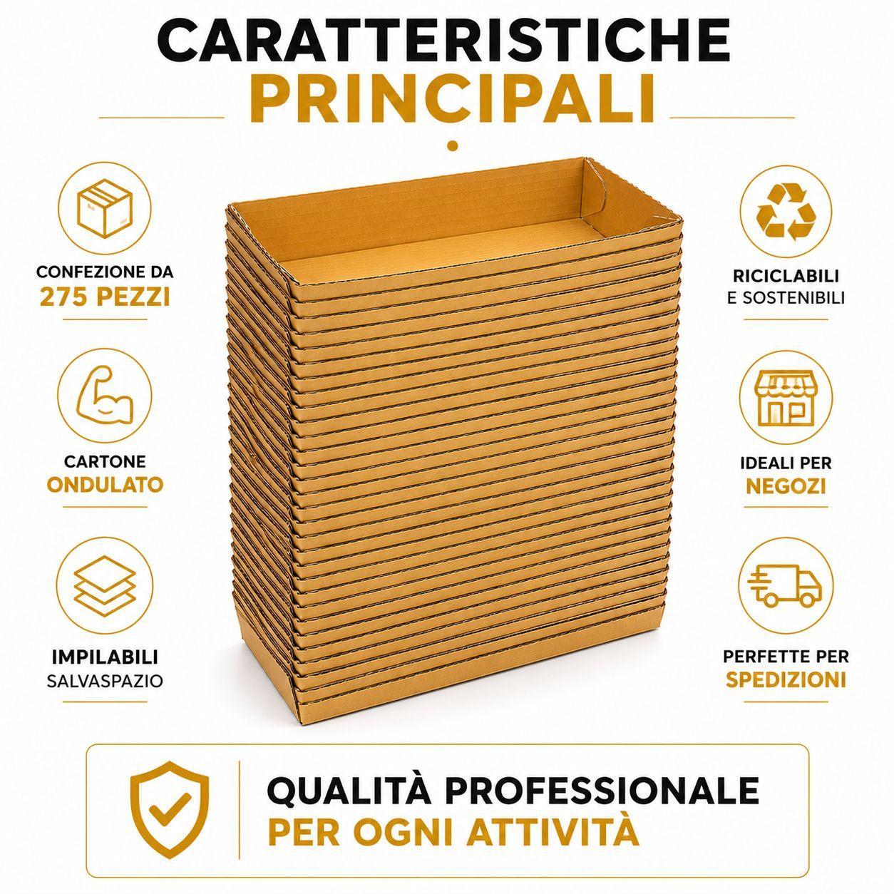  vaschette in cartone ondulato 17×9.5 cm per alimenti e ortofrutta  confezione da 275 pezzi (5 pacchi da 55) - foto 4