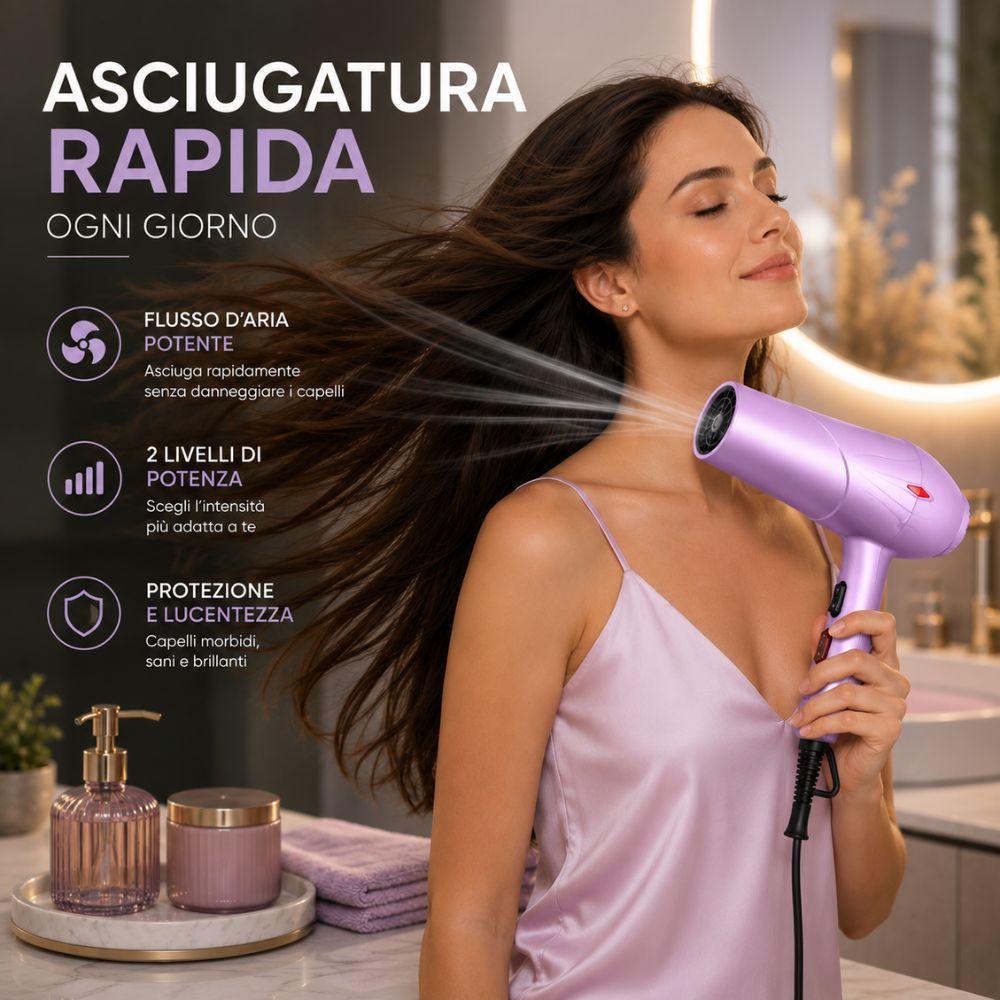 asciugacapelli professionale con motore dc 2 livelli di potenza e concentratore - foto 3 asciugacapelli professionale con motore dc 2 livelli di potenza e concentratore - foto 3